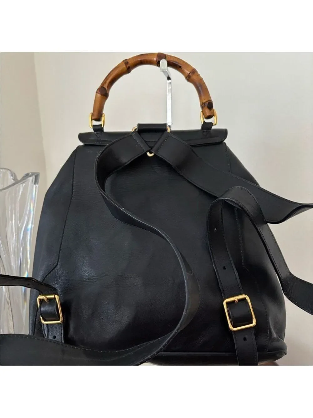 Gucci Bamboo Line Black Leather Backpack